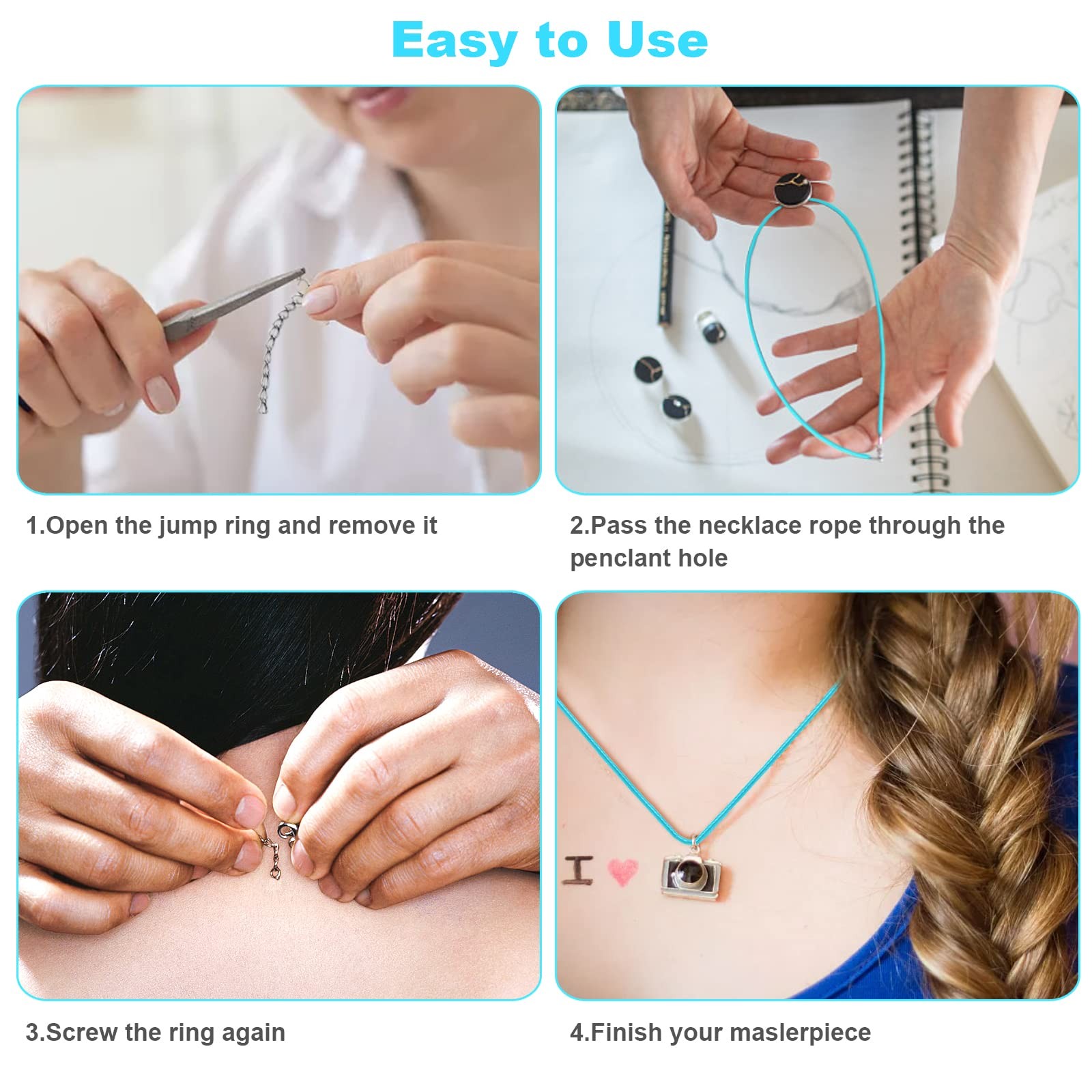 100 Pcs Leather Necklace Cords with Clasps – 19.7″ Waxed String – Multicolor