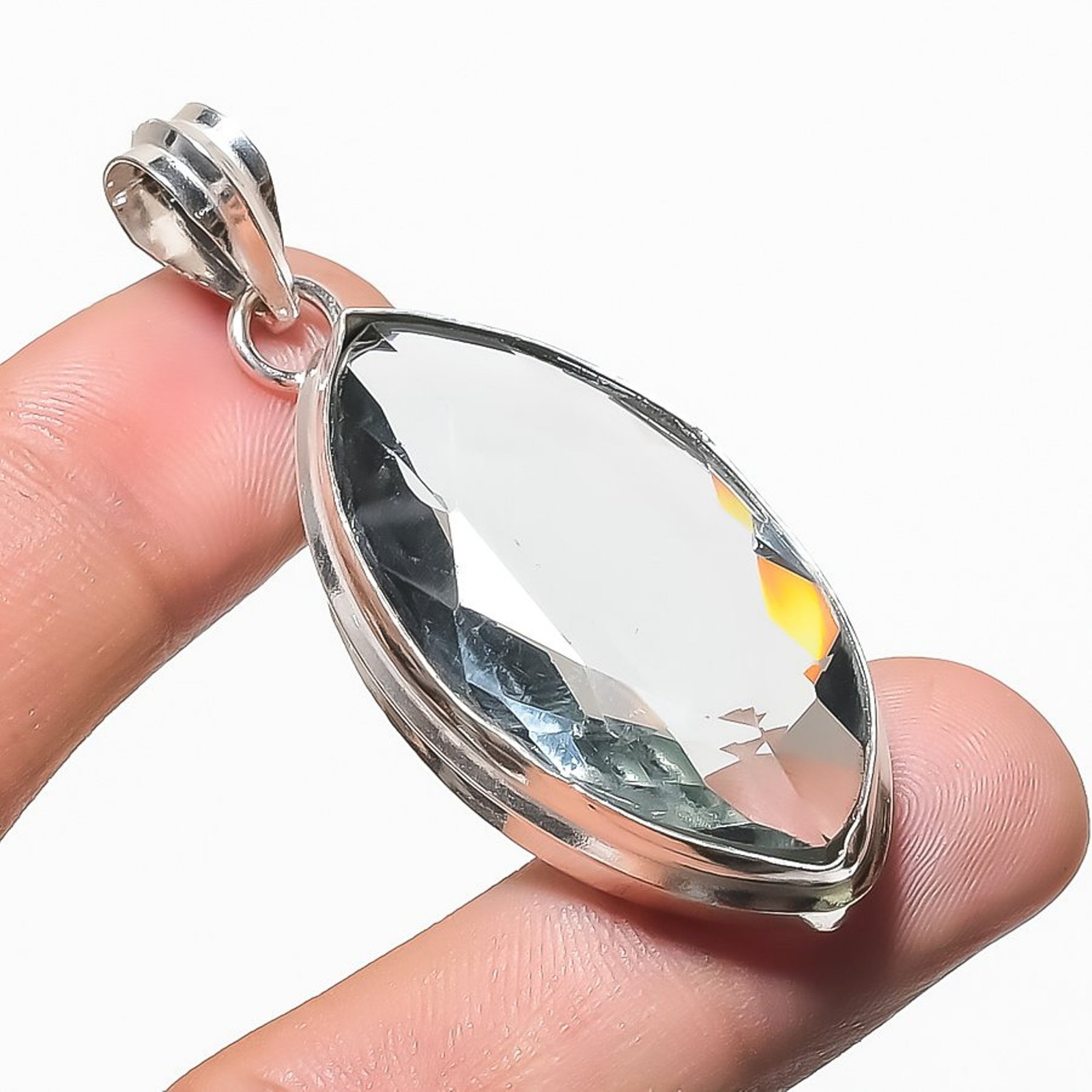 Faceted Alexandrite Quartz Marquise Shape Gemstone Jewelry Handmade Pendant 2.3″