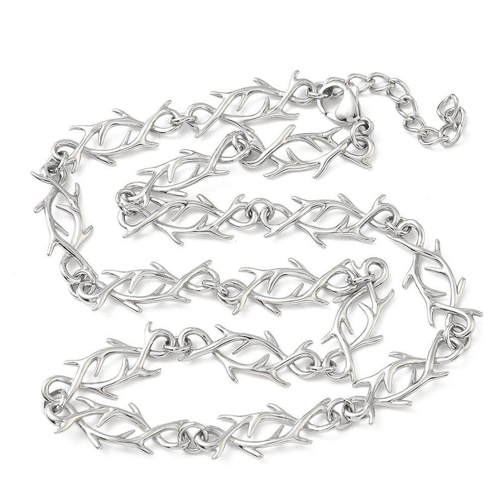 Chain Necklace Stainless Steel Barbed Wire Silver 17.36 in N111