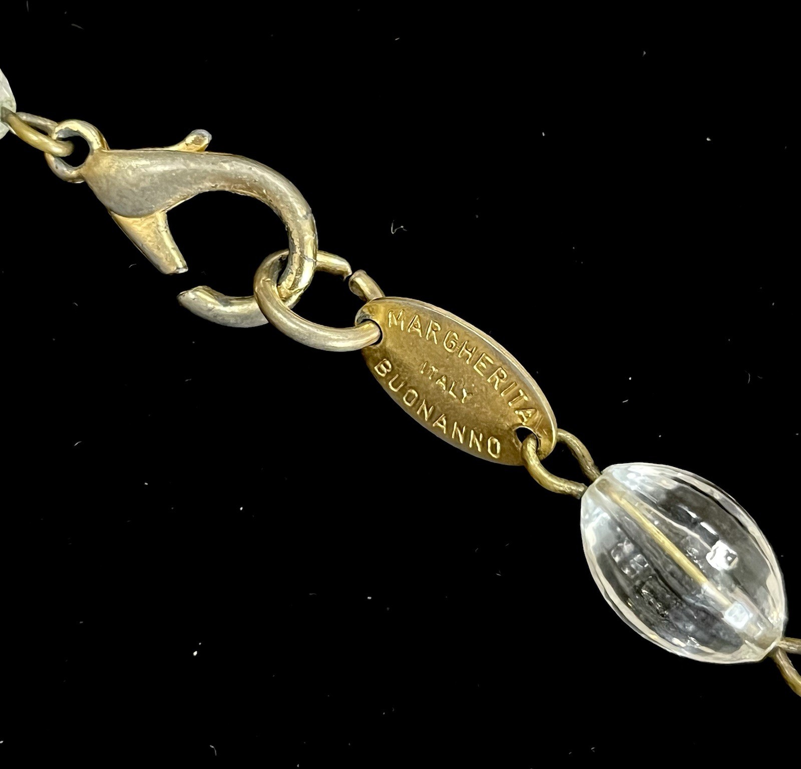 Vintage Margherita Buonanno Necklace Lucite And Gold Tone, 23” Drop