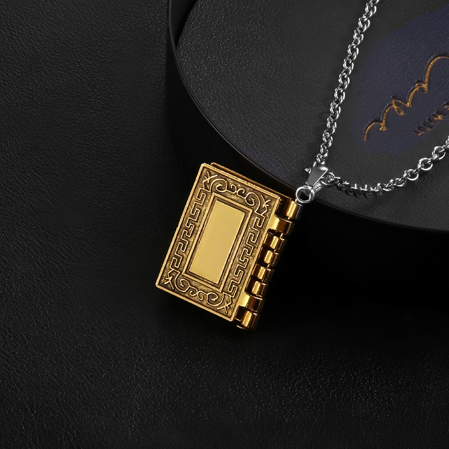 Bible Book Pendant Necklace Vintage Gold Cross Unique Jewelry For Men Women US