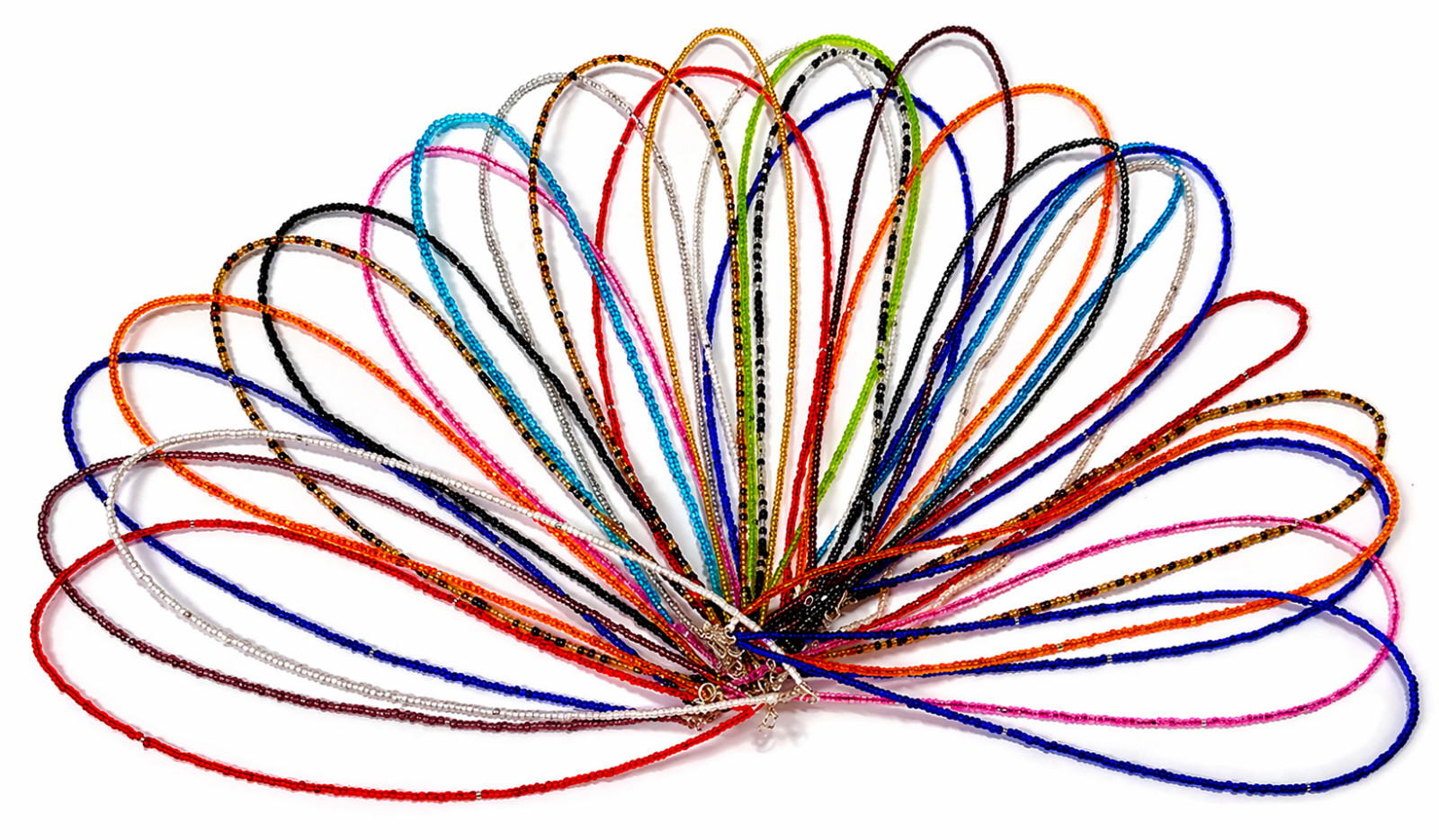 Lot 30 Glass Bead Necklaces 17” 3mm Mixed Colors Sterling Silver 925