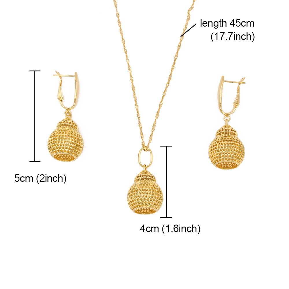 Gold Mesh Ball Pendant Necklace & Earrings Set – Filigree Hollow Sphere Jewelry