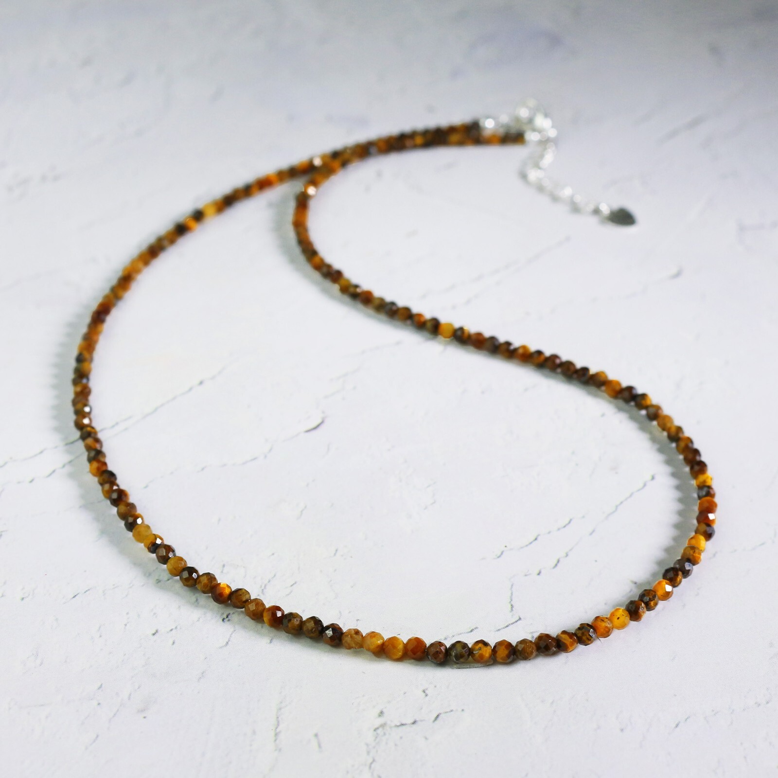 Tiger Eye Choker Delicate Stone Beads Necklace Tiger’s Eye Crystal Dainty Choker