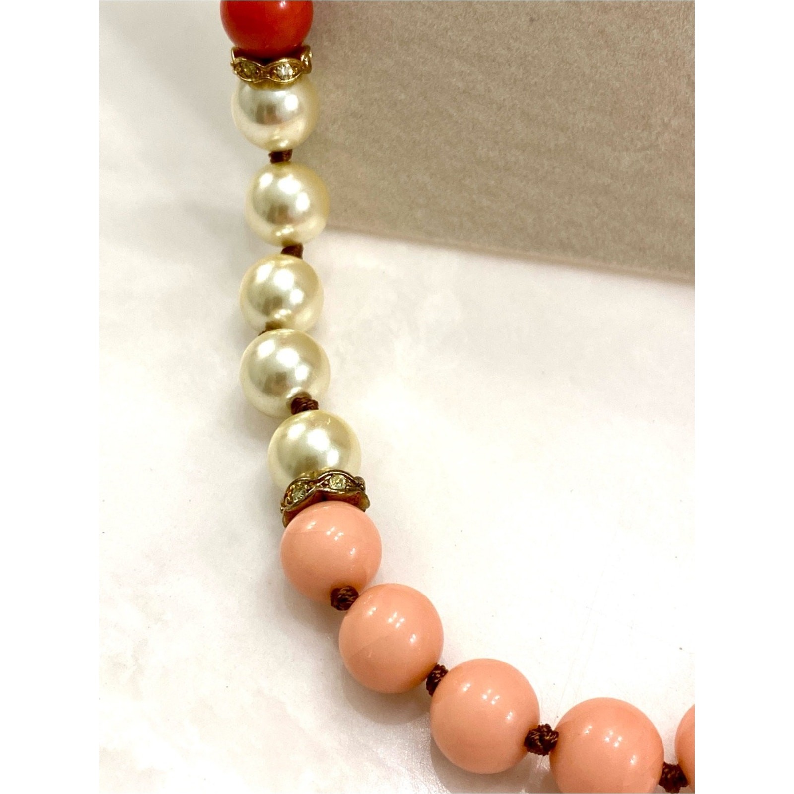 J. Crew Gold, Coral and Pink Beaded Necklace