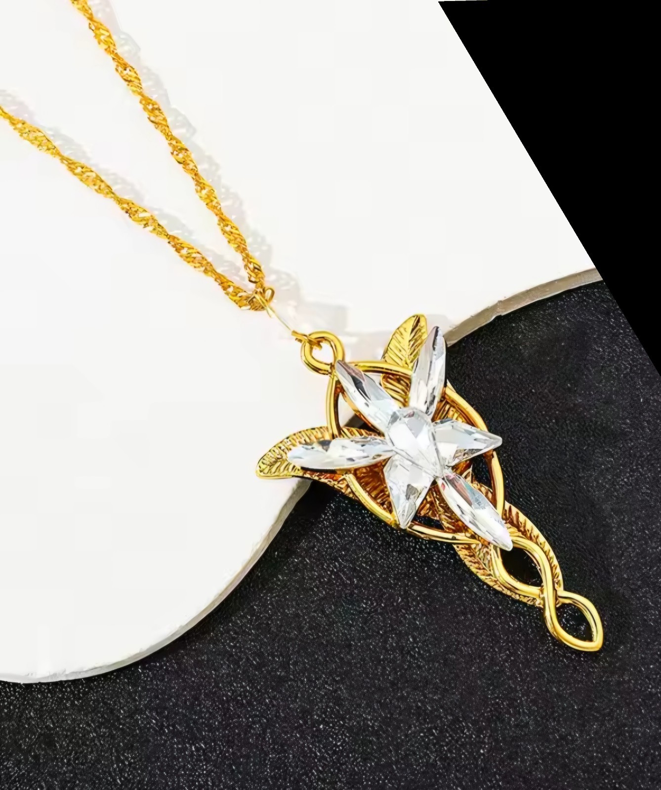 Arwen Evenstar Gold Necklace Aragorn Elven LOTR Lord of the Rings