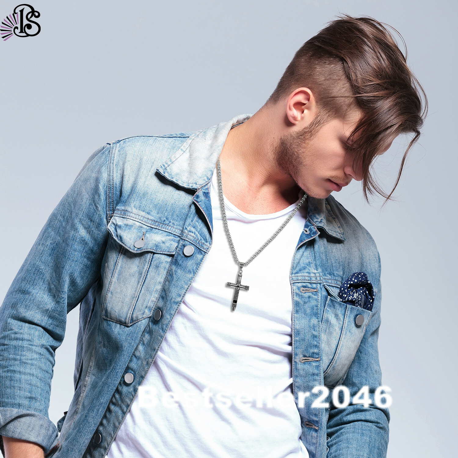 Mens Boys Stainless Steel Vintage Cross Pendant Necklace 22″ for Men Women