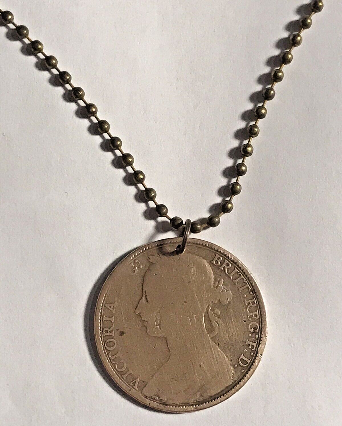 1893 United Kingdom Coin Pendant British Queen Victoria London. Antique 130 YO