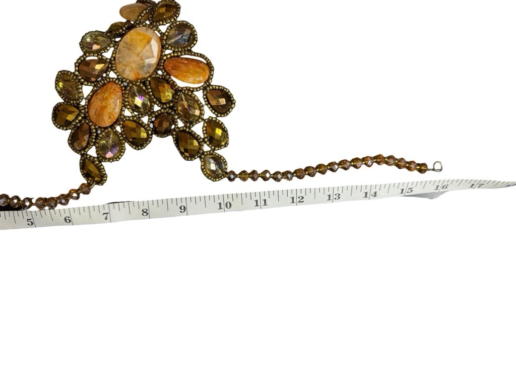 Women’s Unbranded Gold & Orange Statement Necklace, One Size