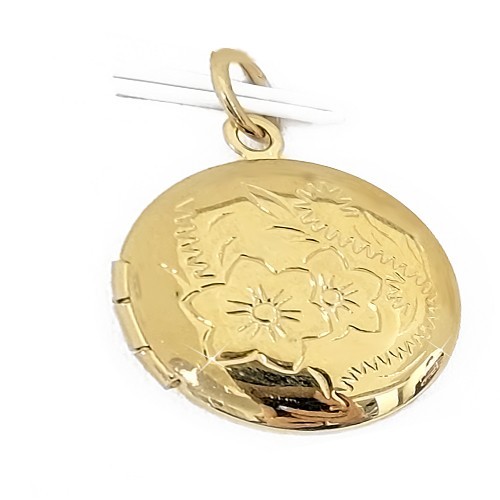 14k Gold GL ROUND Hand Engraved Opening Pendant Keepsake Locket | LIFETIME GUAR