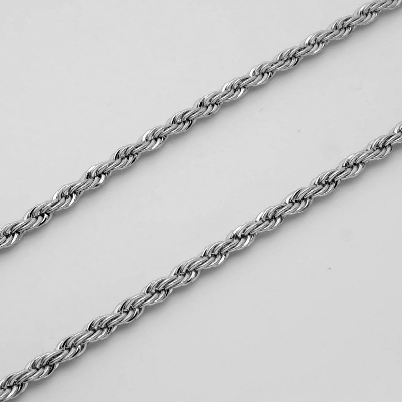 5pcs Wholesale 2.4/3/4mm Stainless Steel Twisted Rope Chain Necklace Men Women