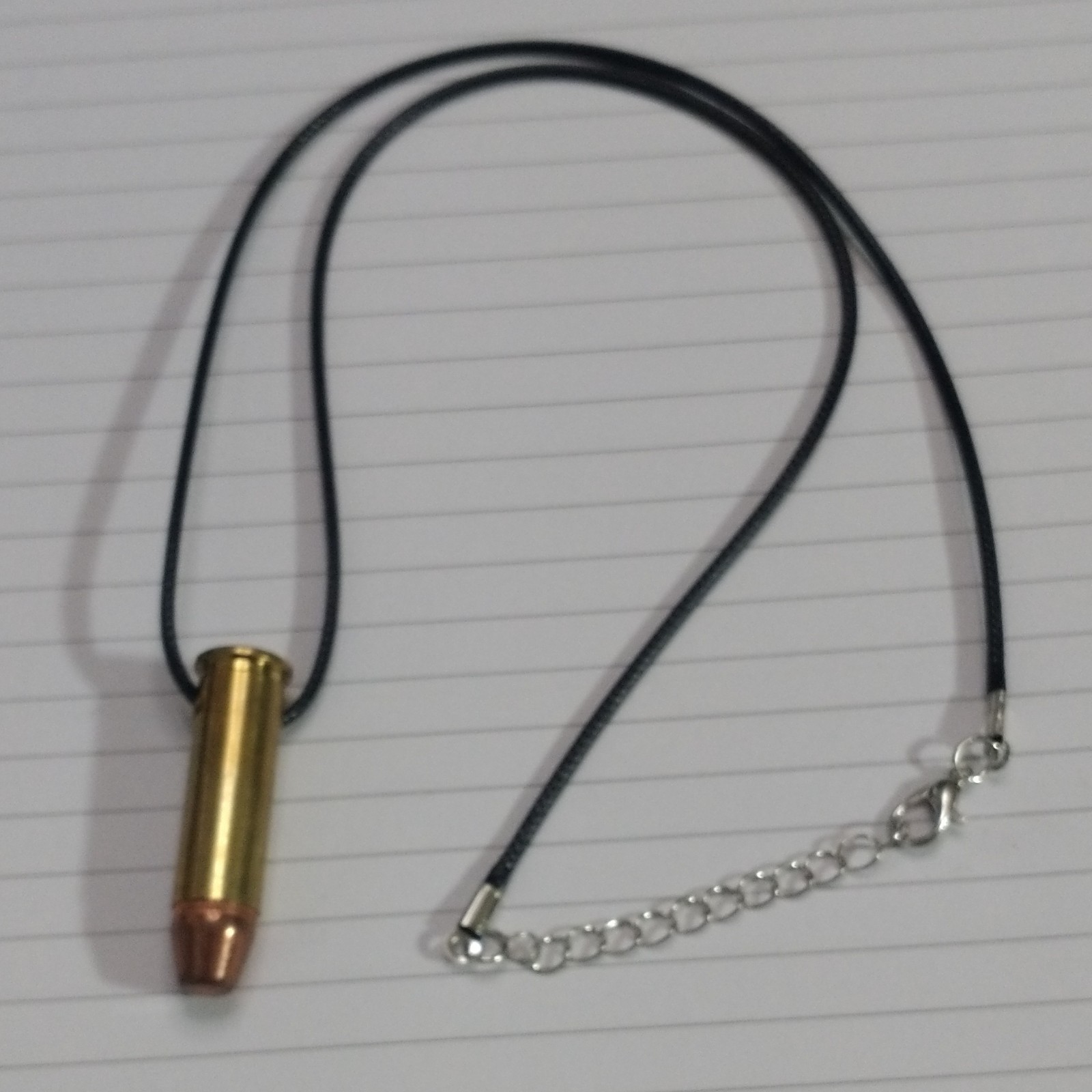 Bullet Pendant Necklace Black Cord with Adjustable Lobster Clasp in 38 special