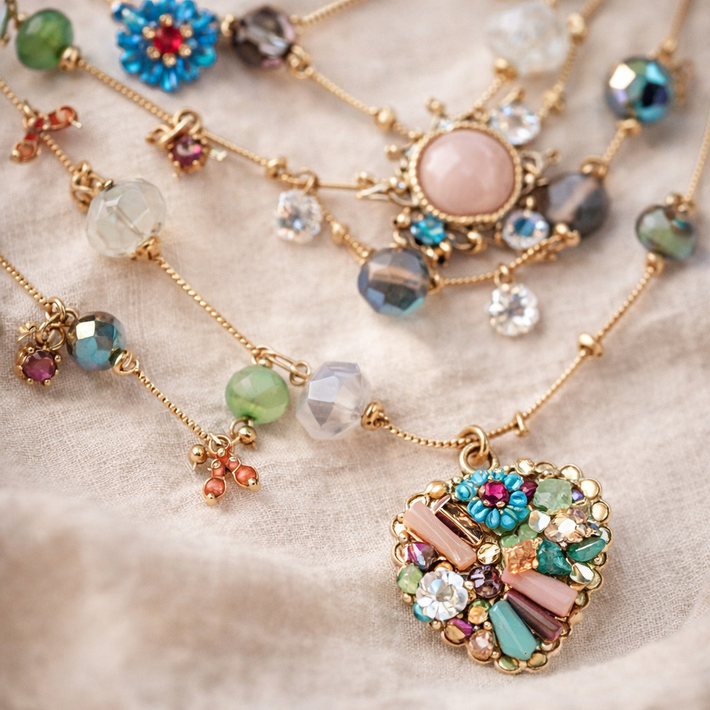 Layered Boho Necklace Women Multicolor Charm Pendant Statement Fashion Jewelry