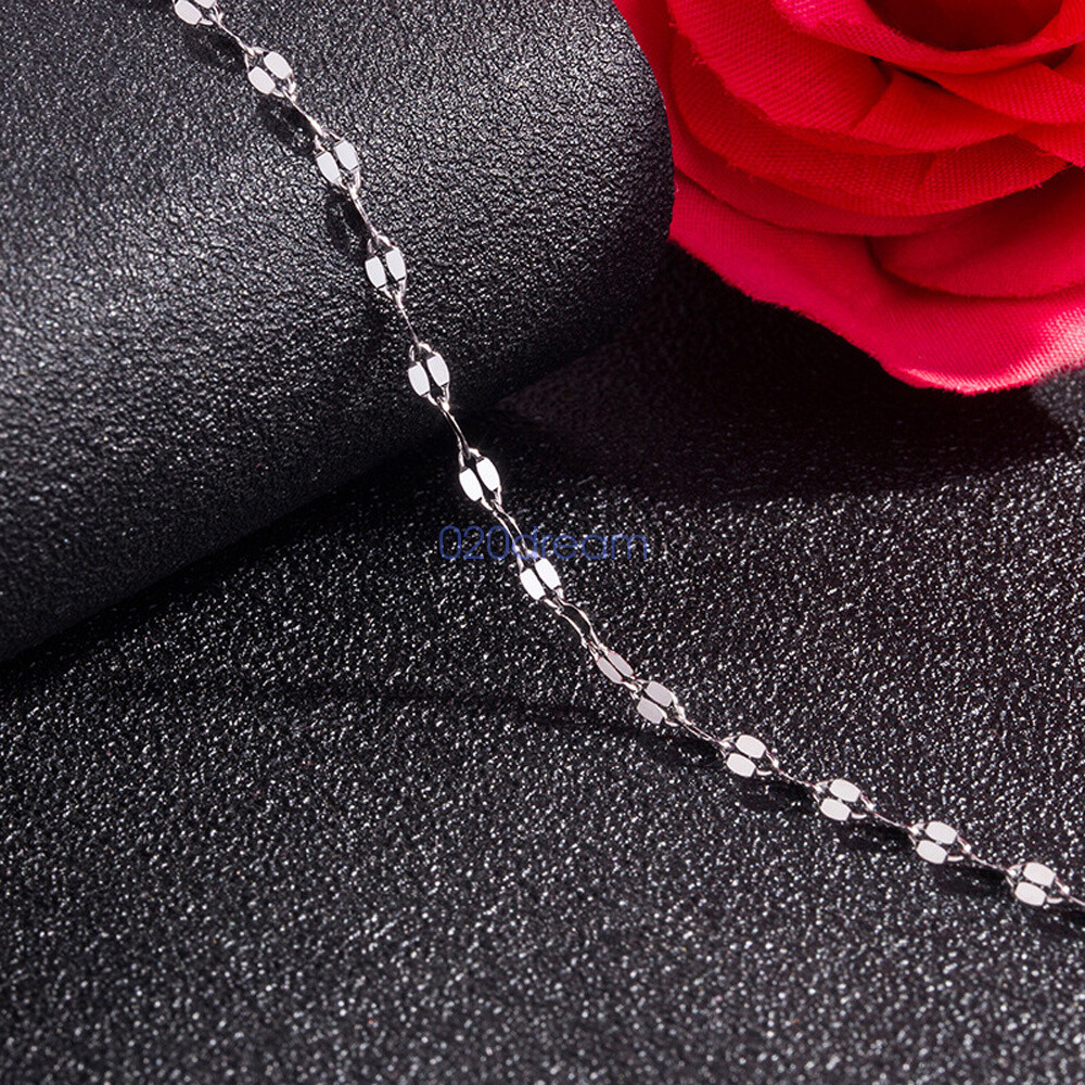 2.5mm Real 925 Sterling Silver Necklace Lips Chain Extend 14-24 inch Stamped