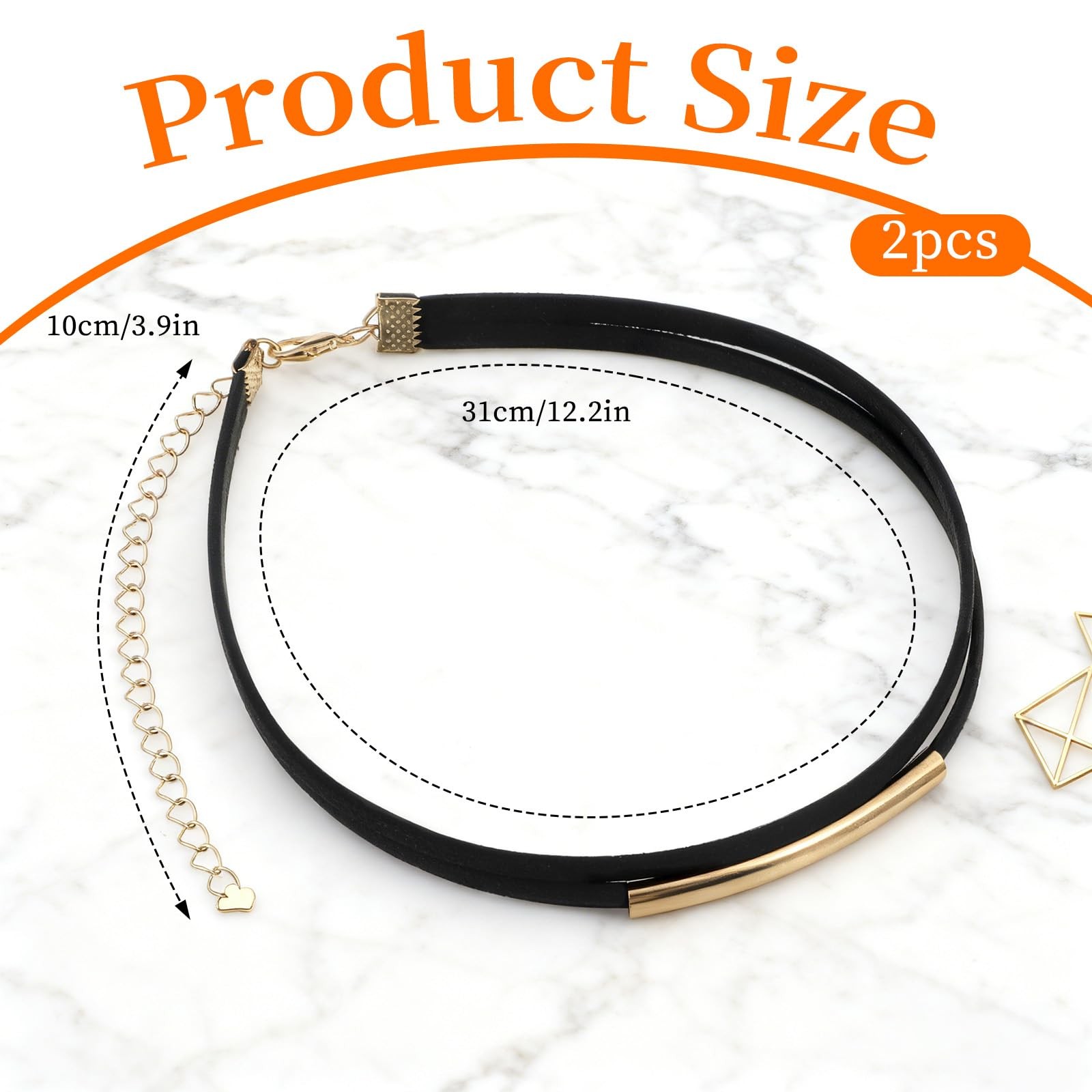 Xosjska 2 PCS Velvet Choker Necklace, Double Layer Medium, black,gold,silver