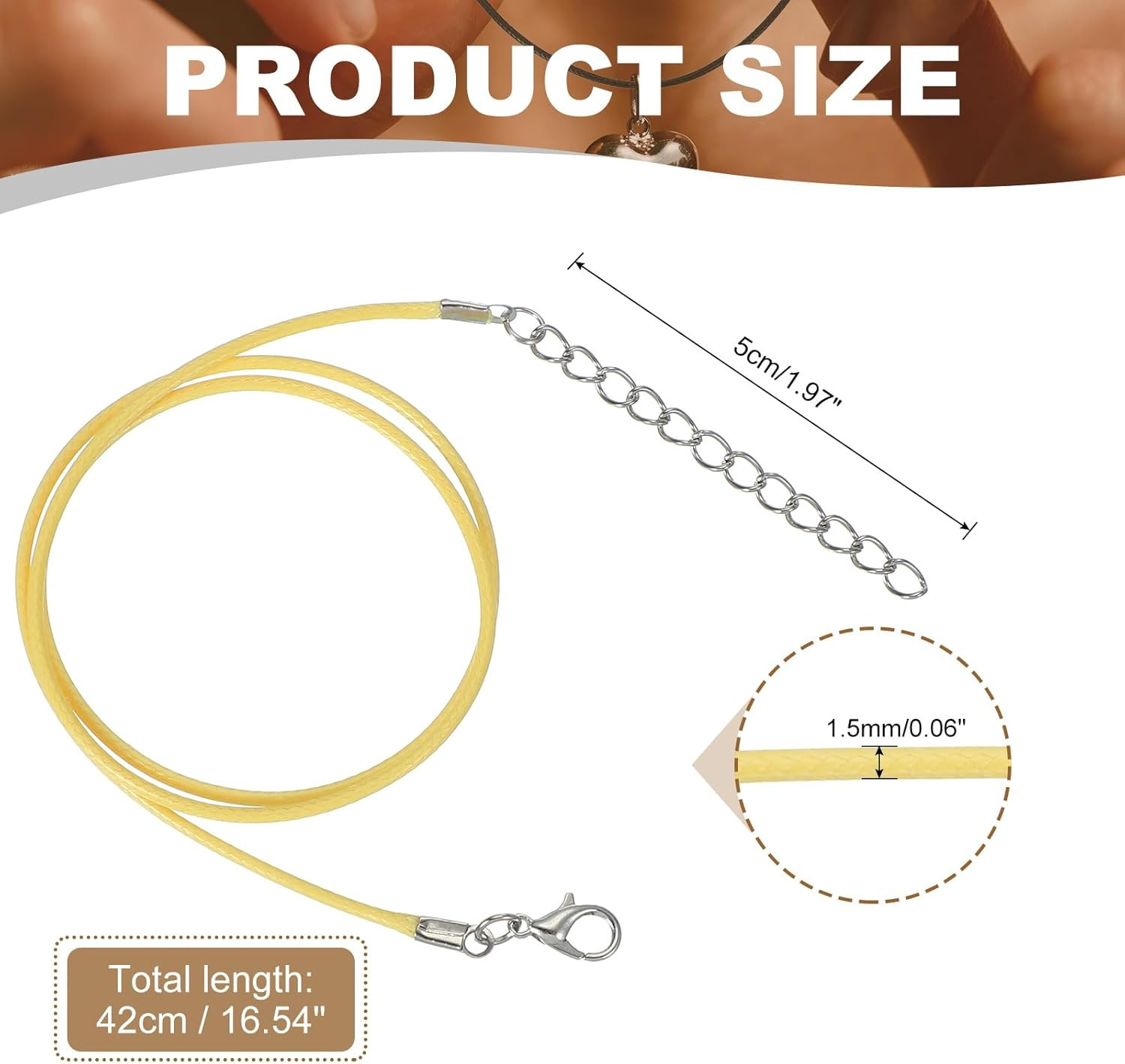 16″X0.06″ Necklace Cord, 20 Pcs Waxed Leather Necklace String Rope Bulk with Cla