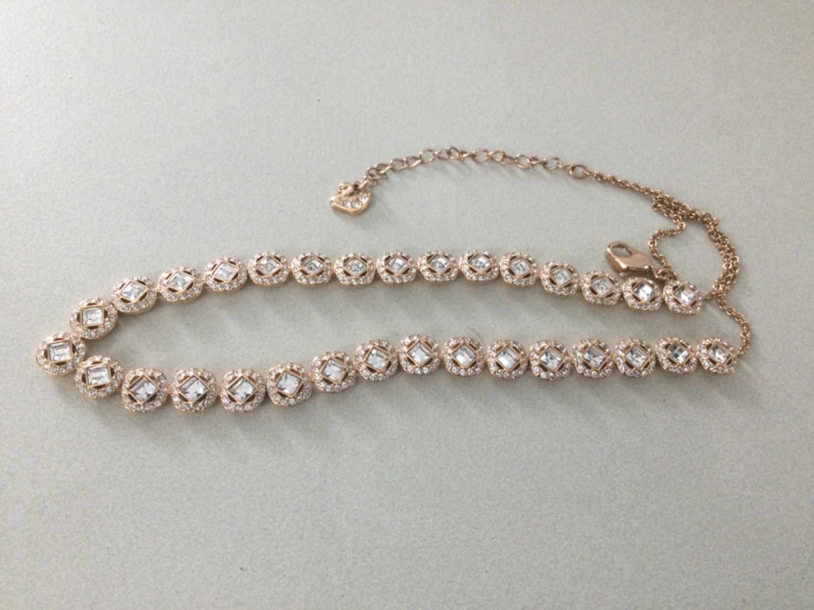 Sign Swarovski Mesmera Necklace Rose-Gold Rhodium Plate Pave Crystal Chain