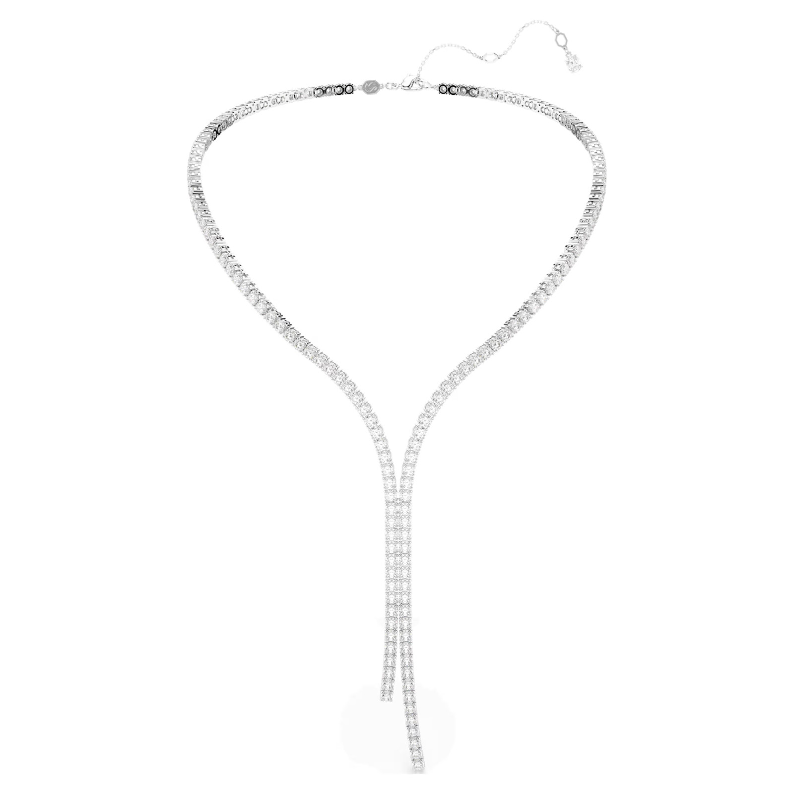SWAROVSKI Matrix Y Necklace – White Round-Cut Zirconia, Rhodium Plated