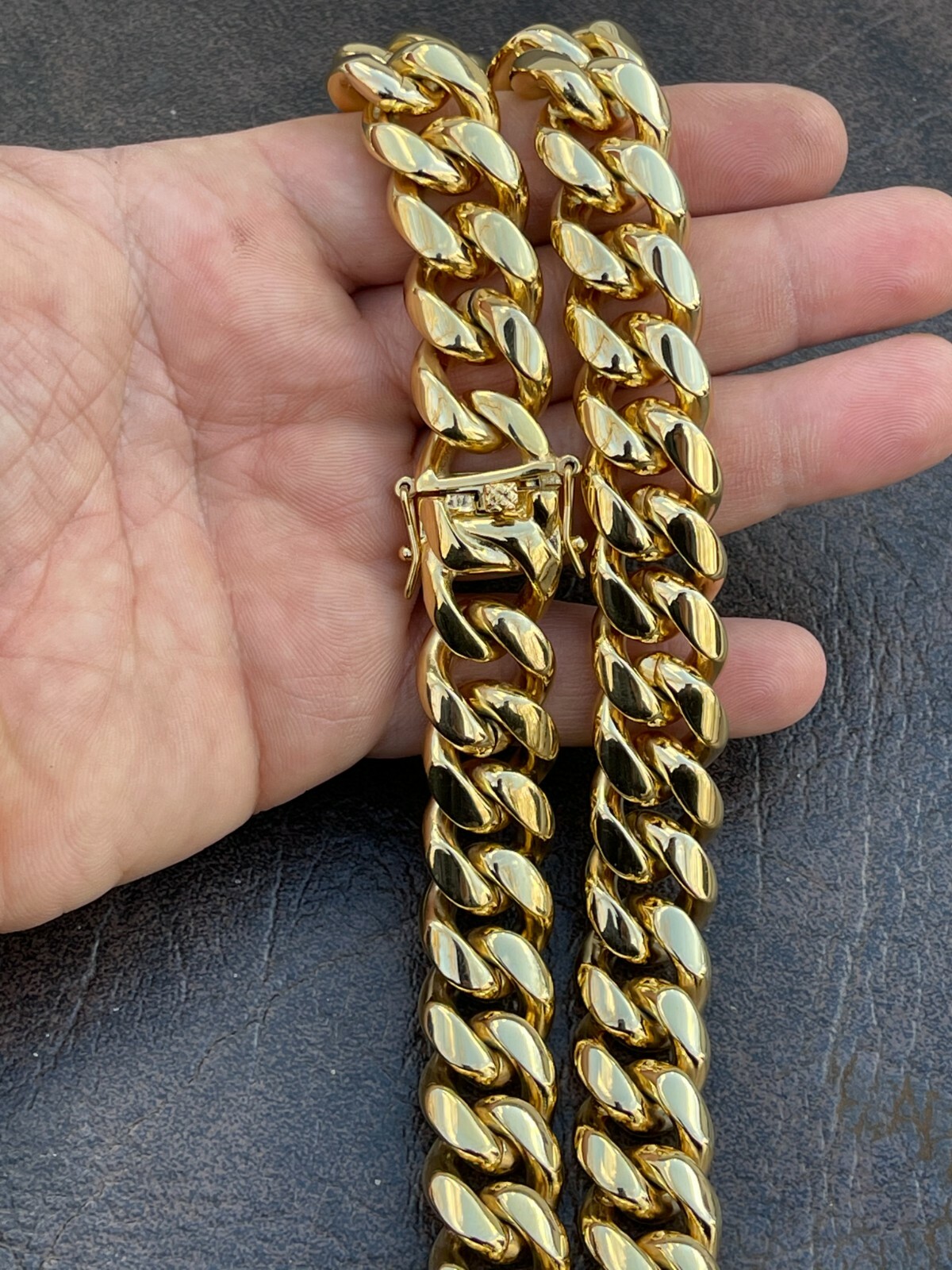 Miami Cuban Link Men’s Choker Chain Real 18k Gold Over Stainless Steel 18mm BIG