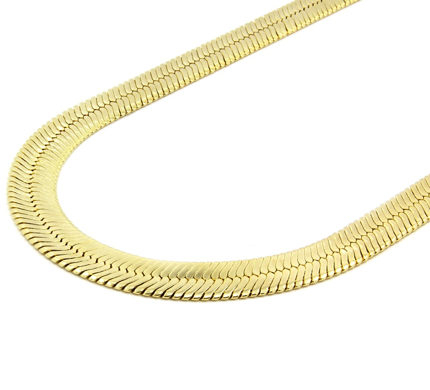 Men & Lady 14K Gold Plated 4mm – 14mm Flat 20″ Or 24″ Herringbone Necklace Chain