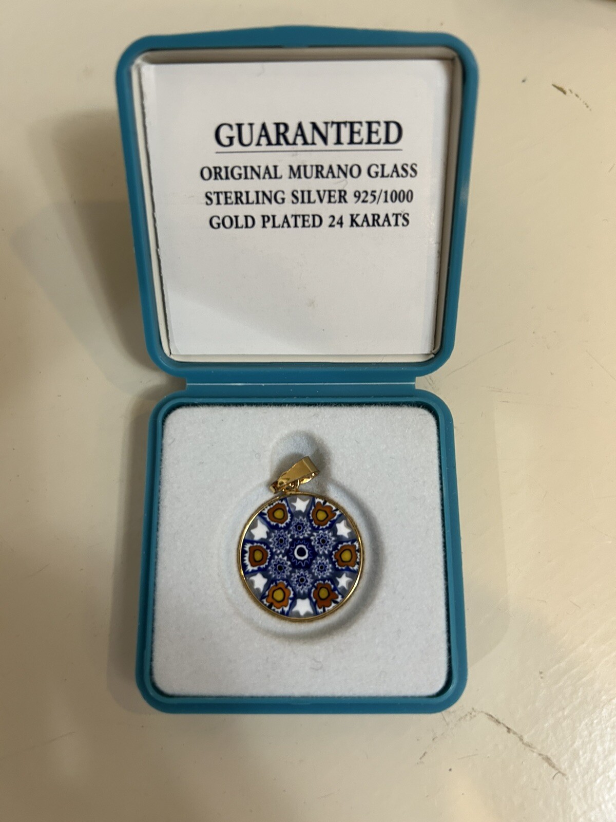 Murano Pendant , Gold Plated 24 Karats / New With Box
