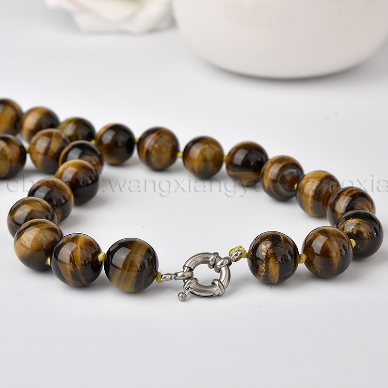 Long 18″ 24″ 36″ 48″ Natural 6/8/10/ 12mm Tiger’s Eye Gems Round Beads Necklace