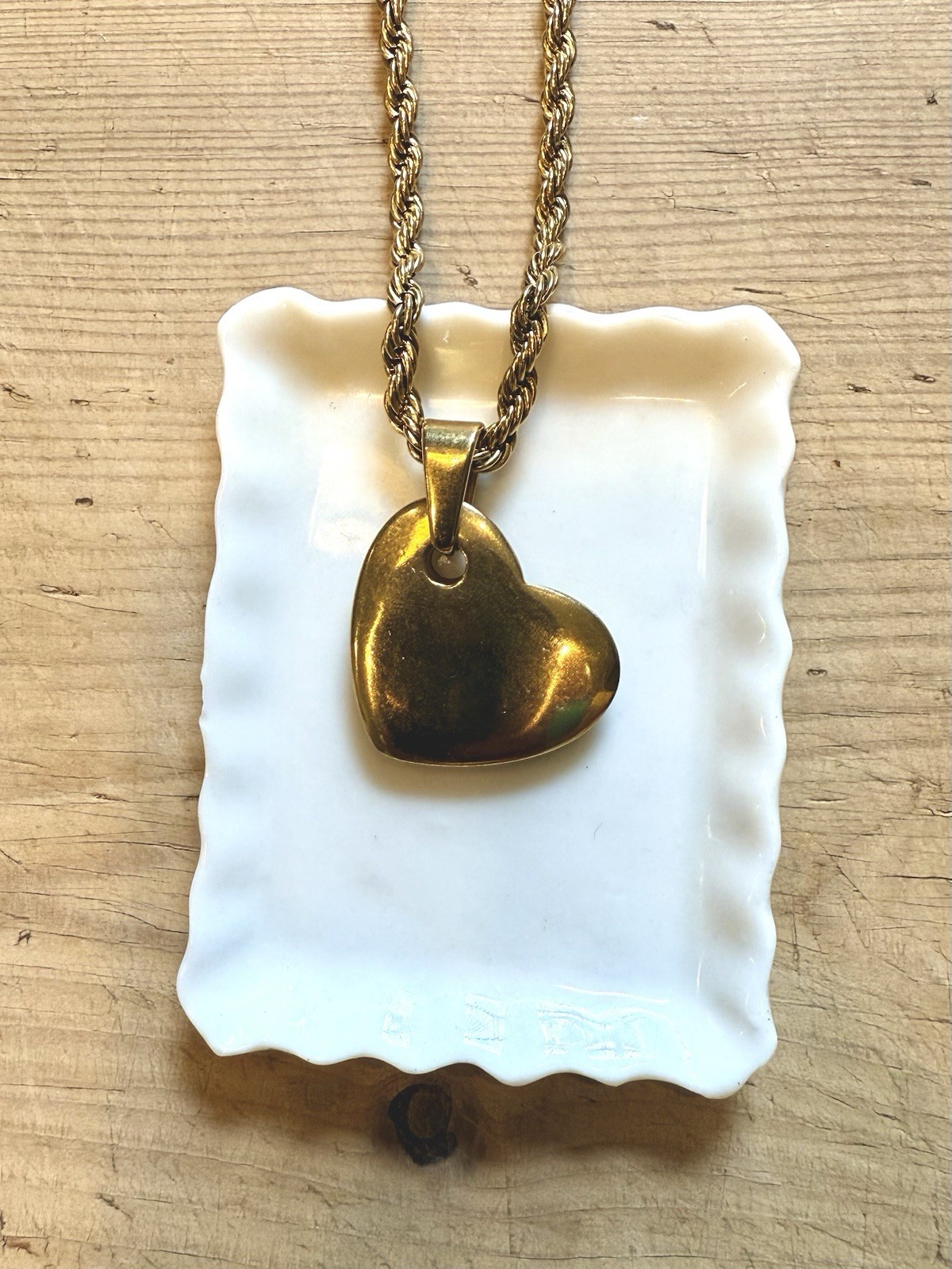 Modern Gold-Toned Heart Pendant Necklace With Gold-Toned 20” Chain