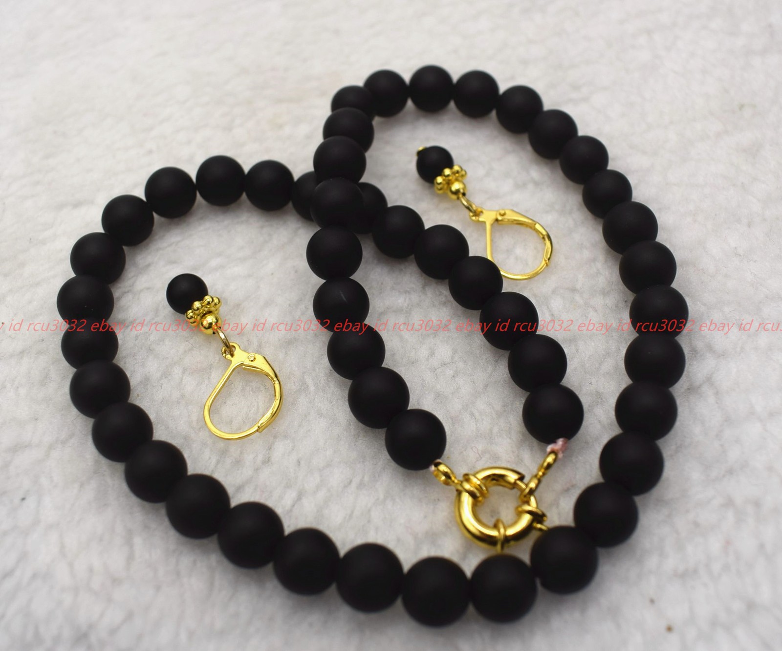 6/8/10mm Black Matte Agate Round Gems Bead Necklace Bracelet Earrings18/7.5in