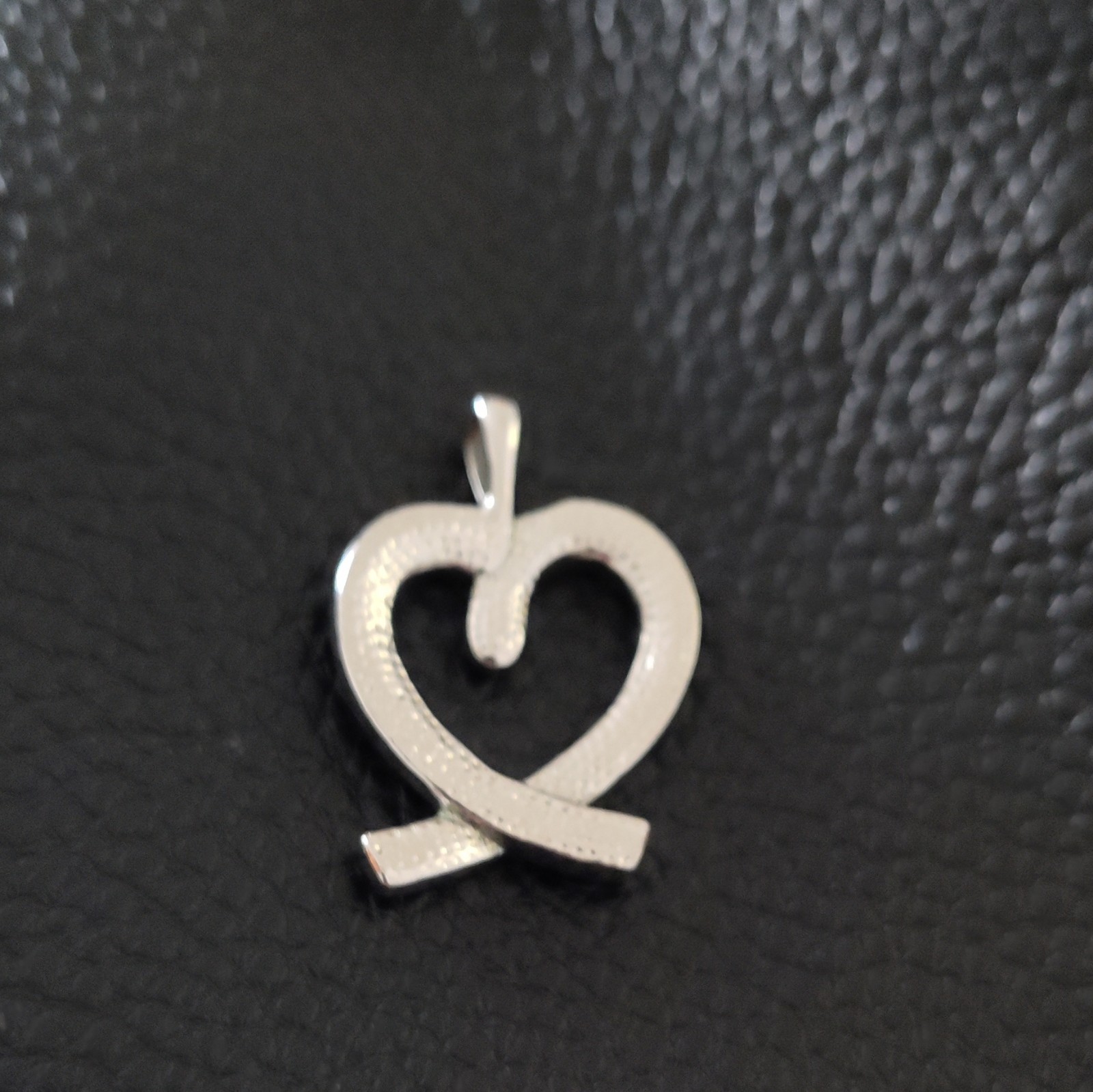 silver tone heart charm pendant pavé round crystal white/colorless love theme