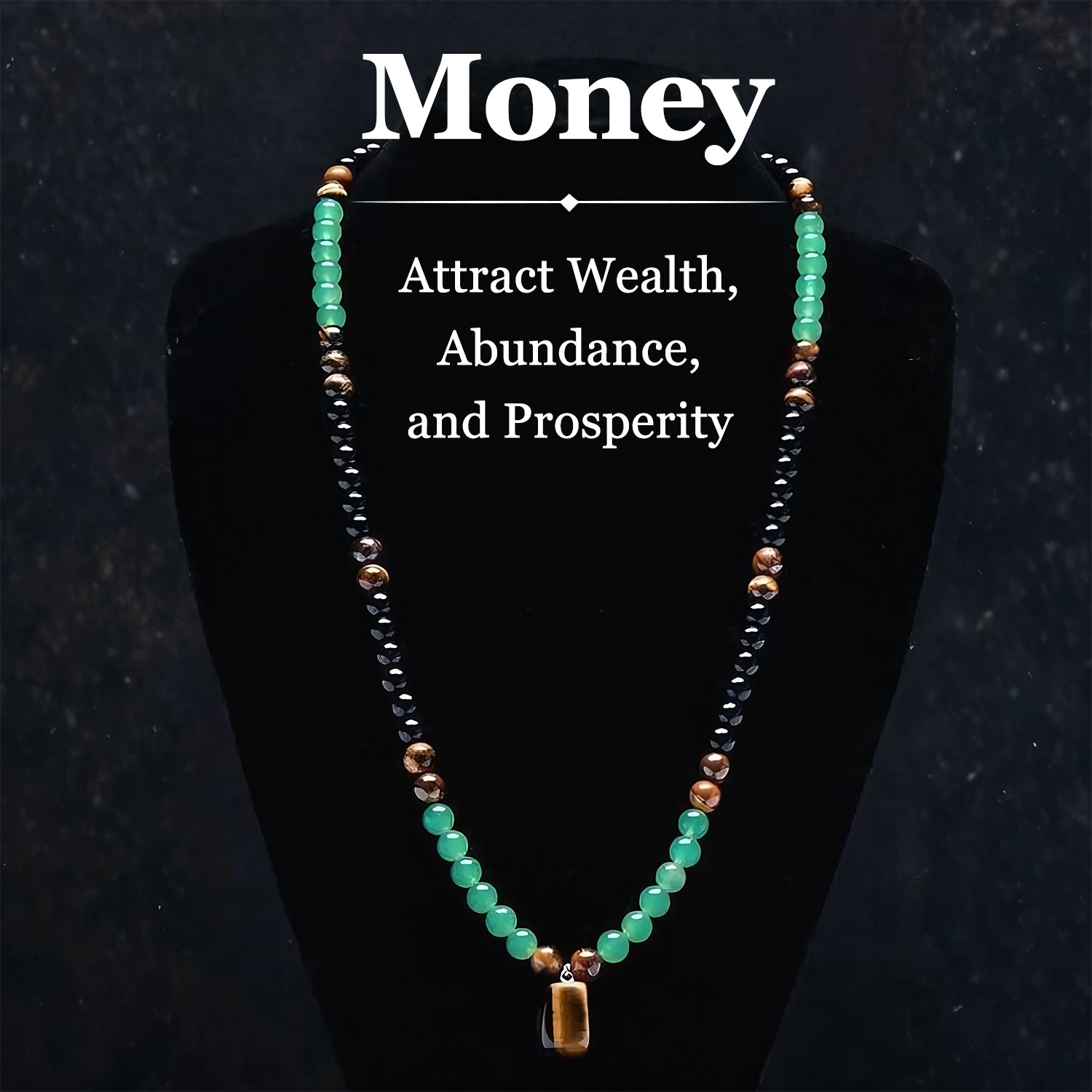 Money Attraction Necklace & Tiger Eye Pendant Healing Crystal Stone Jewelry Gift
