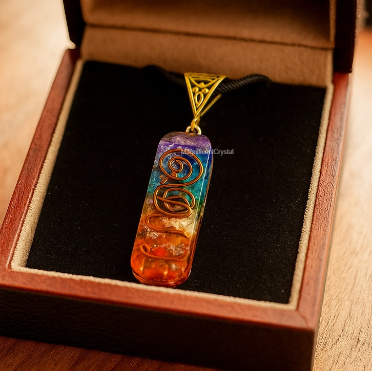 Orgonite Amulet Pendant Orgonite Resin 7 Chakra Necklace Rainbow Crystal Jewelry