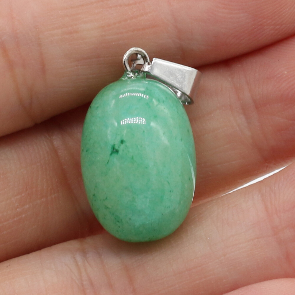 20 Pcs Natural Egg Shape Chakra Crystal Agate Stone Pendants for Jewelry Making