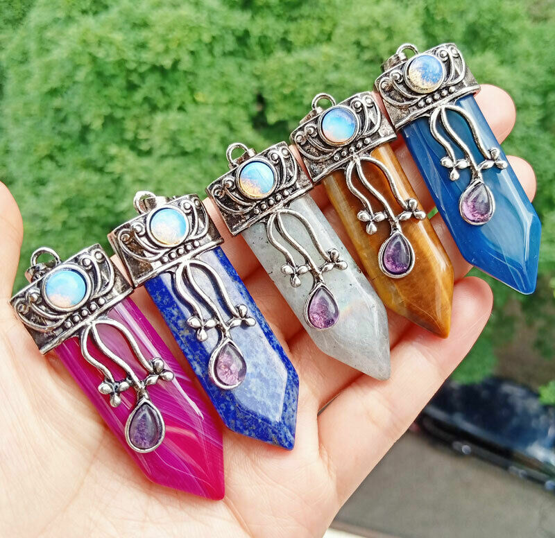 10pcs Labradorite Vary Stone Sword Pendants Prism Chakra Reiki Healing Amulet
