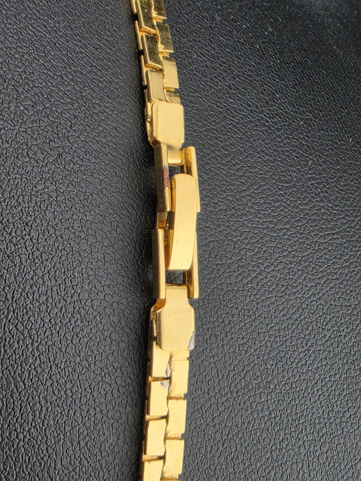 10K Gold Plated Brick Link Necklace 18.5″ Flat Articulated Chain 5mm- 15 Grams