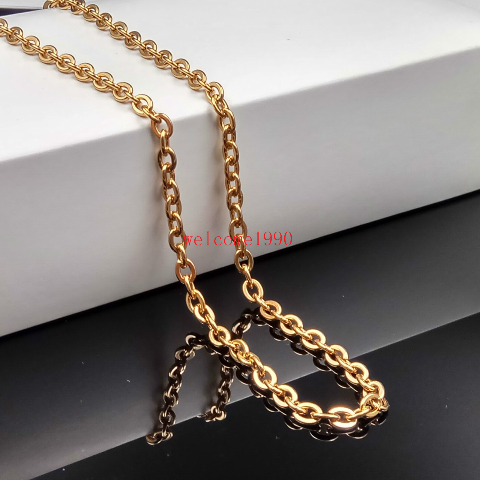 18-28′ Fashion Women Gold Stainless steel joint Link Chain Necklace strong 2.4mm