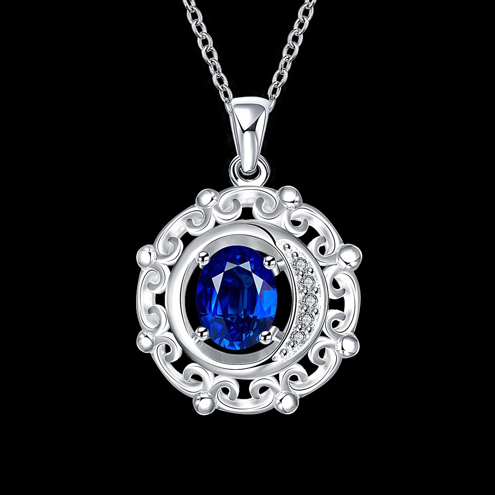 Antique 925 Sterling Silver SF Filigree CZ Pendant Necklace Gift Woman N-A679