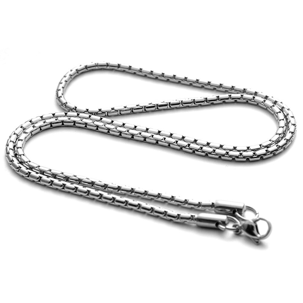Wholesale New Stainless Steel Square Rolo Box Cylinder Chain Necklace Men Women