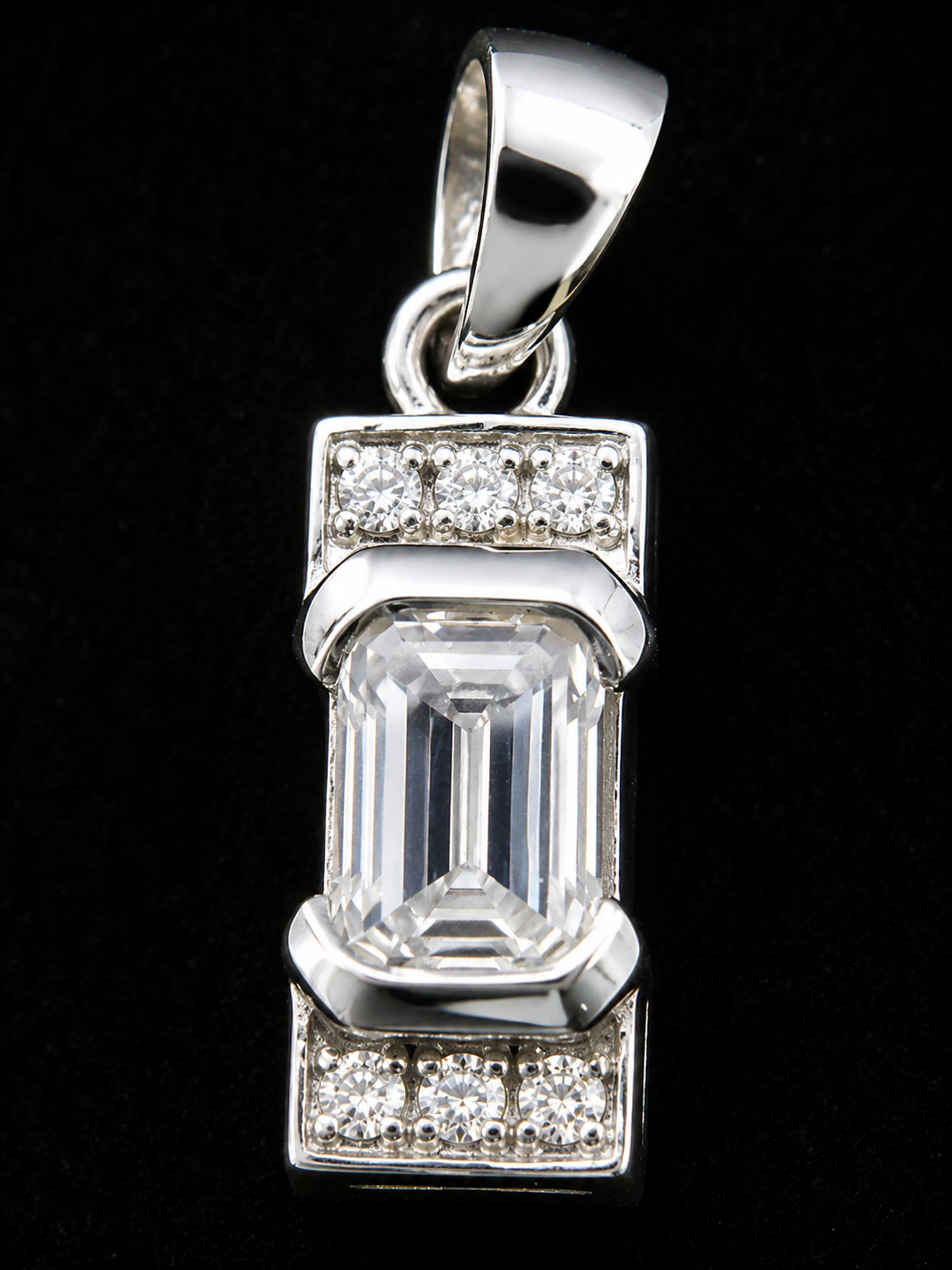 1.20 Ct Emerald Cut Lab Grown Diamond 925 Sterling Silver Pendant Gift For Women