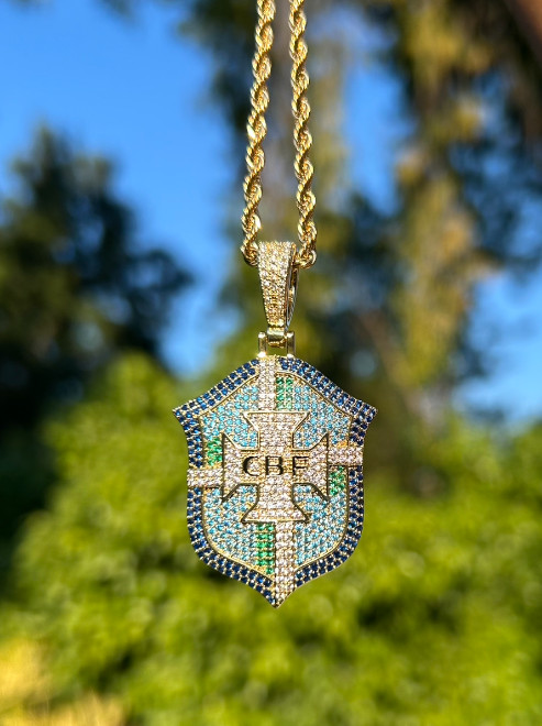 Brazil Necklace Soccer Chain and Team Badge Pendant Gift