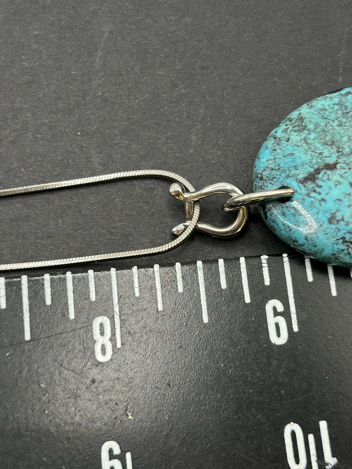 Turquoise Stone pendant Necklace With 8.5 “ Venetian Box Chain Stamped 18K GP