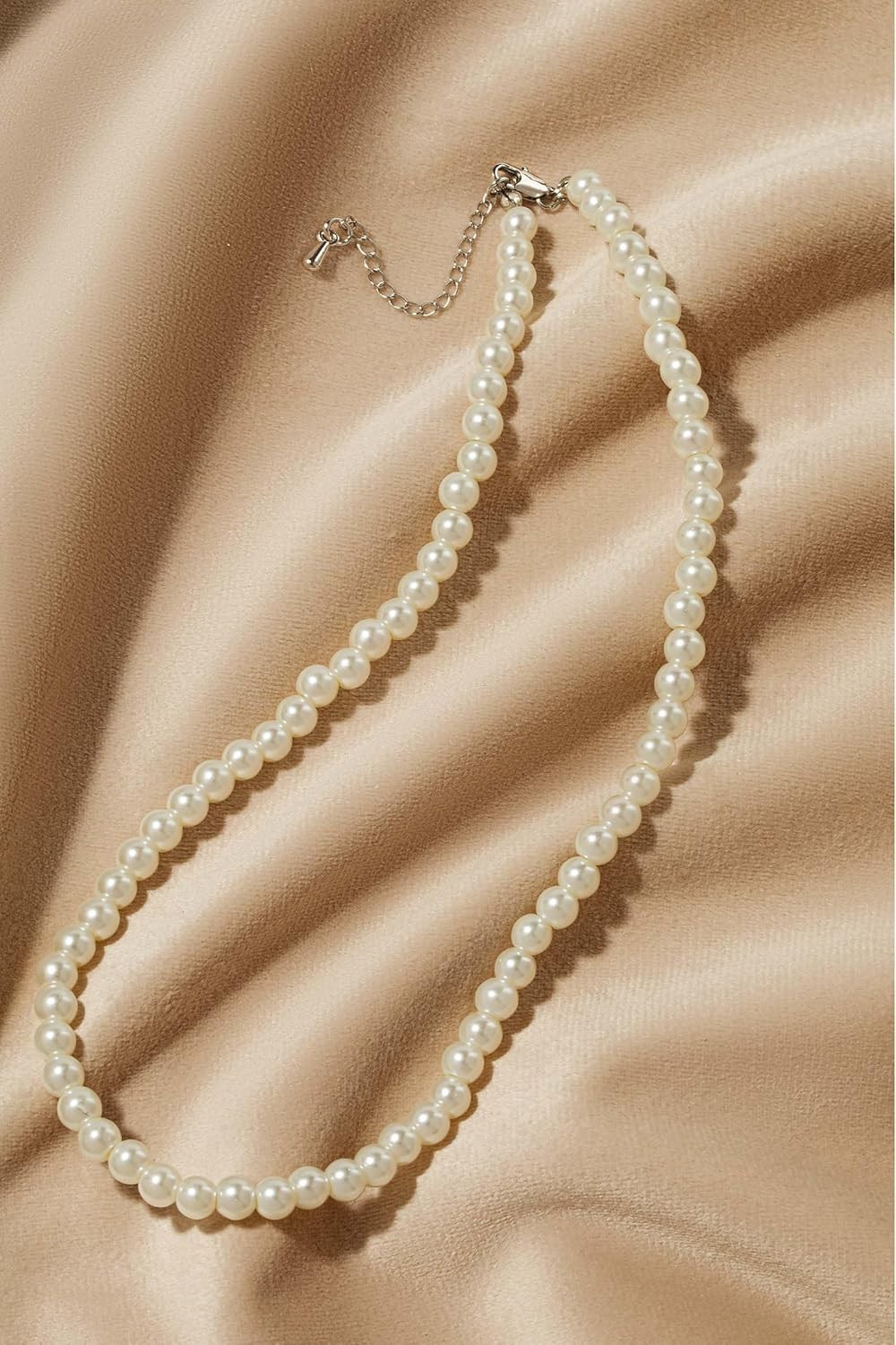 Classic Round Pearl Necklace with Adjustable 1.6-Inch Chain – Bridal Beauty