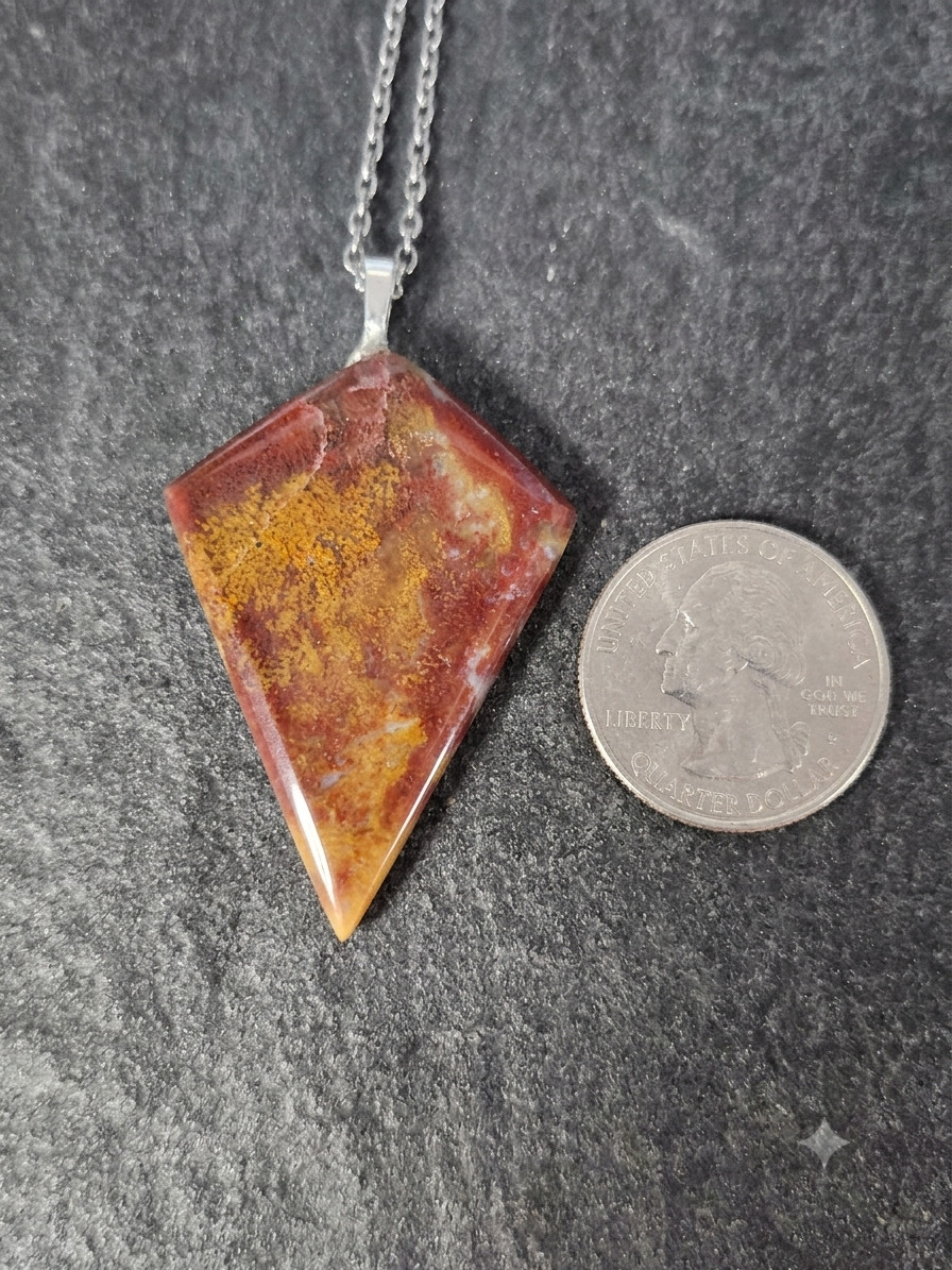 Natural Red Jasper Geometric Kite Pendant Necklace
