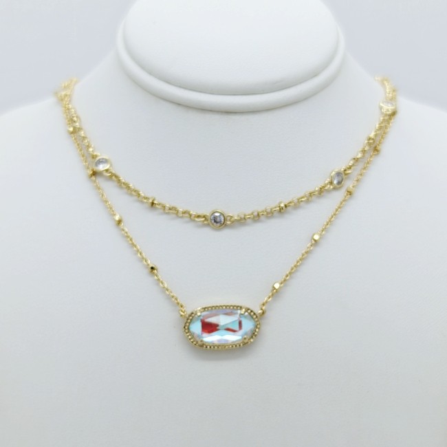 Kendra Scott Elisa Gold Crystal Multi Strand Pendant Necklace in Dichroic Glass