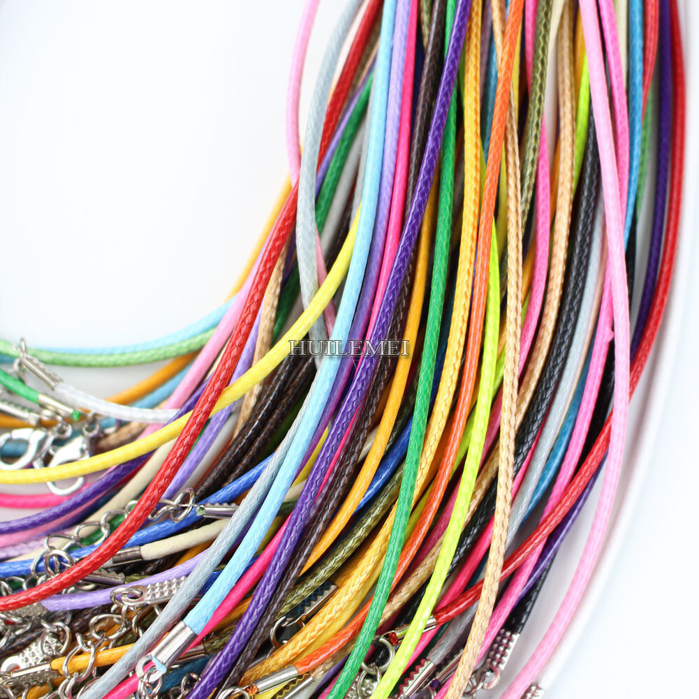 Wholesale 100pcs Waxed Cotton Necklace Cord 1.5mm / 2mm 18″ For Pendant Necklace