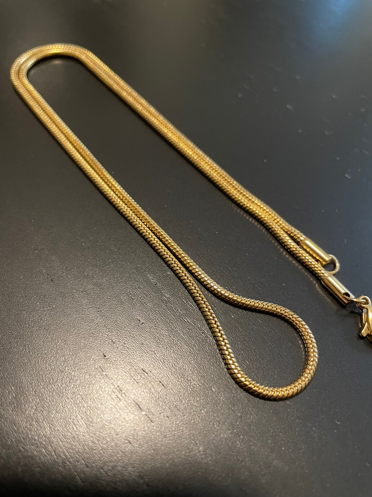 Gold 2mm Round Snake Chain Necklace 18″ 20″ 22″ 24″ Stainless Steel Streetwear