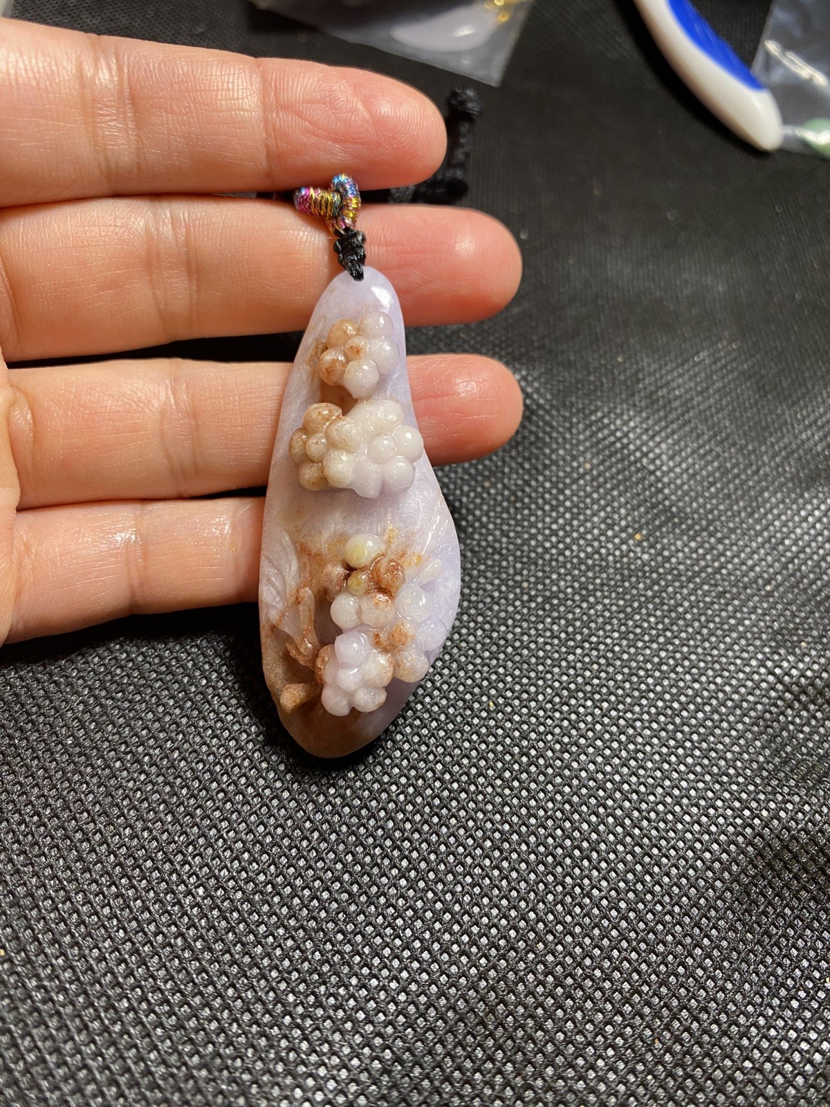 100% Natural Jadeite Jade pink Purple red Pendant 天然缅甸翡翠 A 货粉红紫梅花吊坠