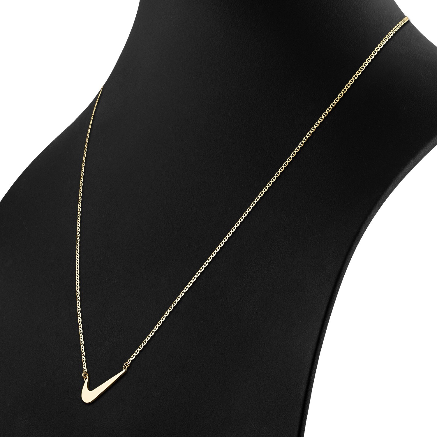 Nike Swoosh Nameplate 14K Yellow Gold Mariner Chain 19″