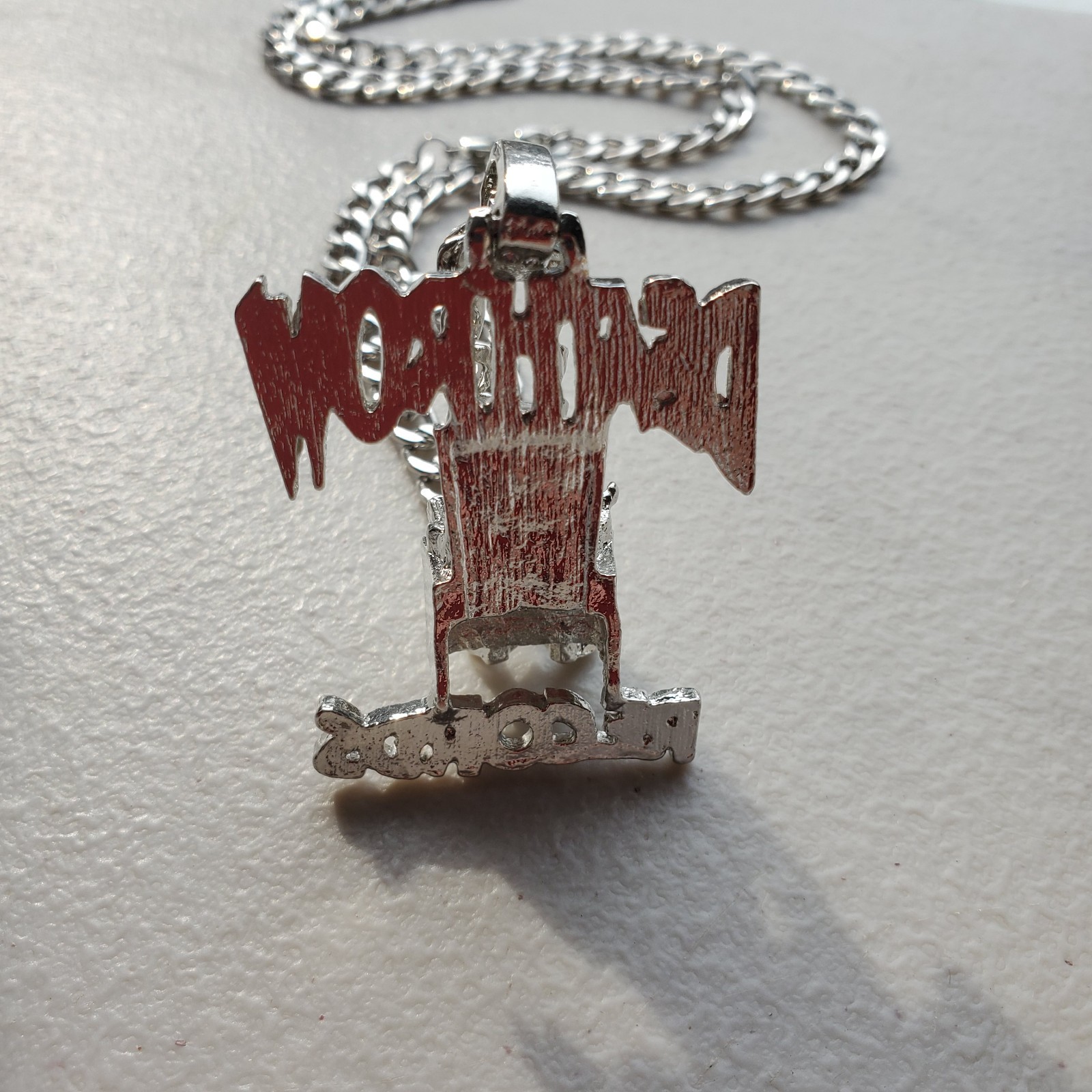 DEATH ROW Silver Color Cuban Link Chain Necklace with Pendant. US Seller