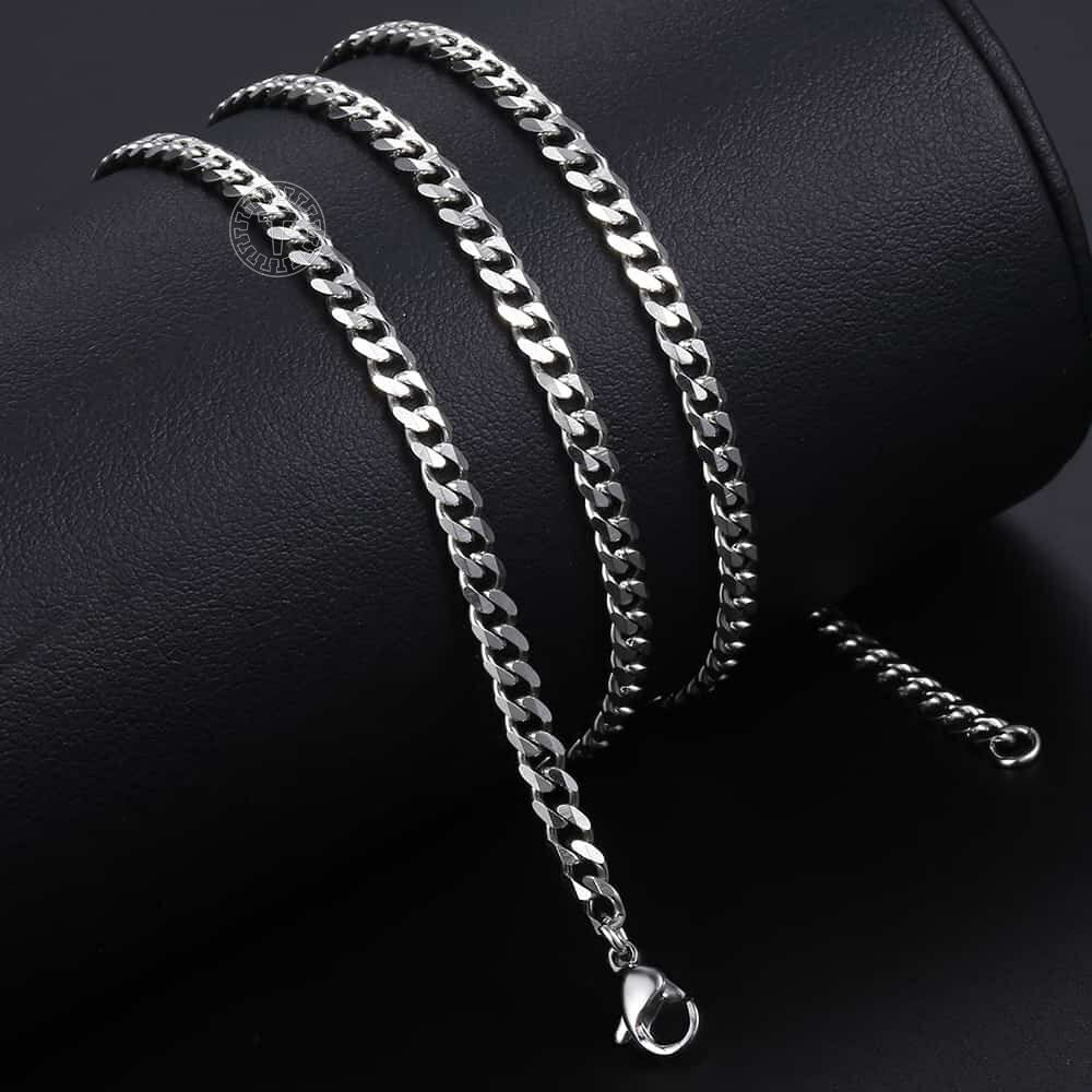 16-30″ Stainless Steel Silver Chain Cuban Curb Womens Mens Necklace 3/5/7/9/11mm