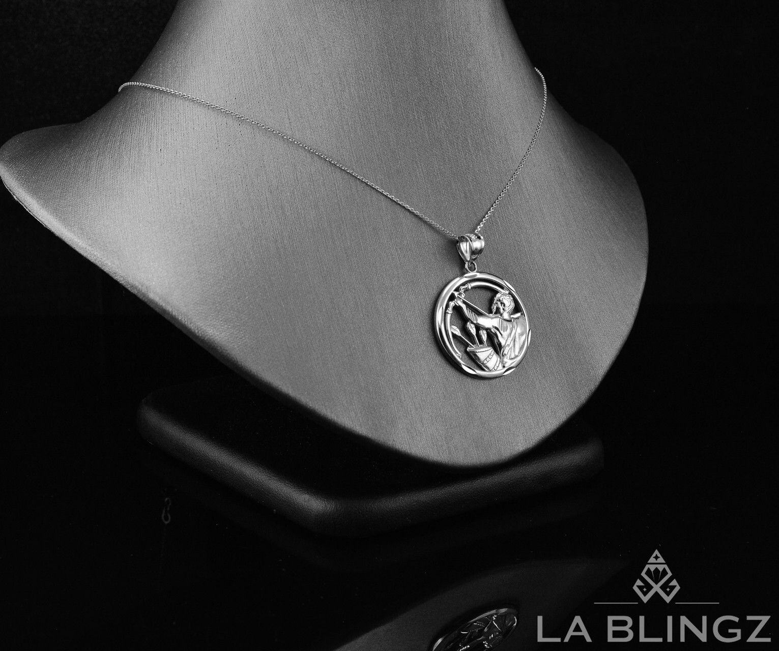 Sterling Silver Zodiac Round DC Pendant Necklace | 12 Horoscope Signs Available